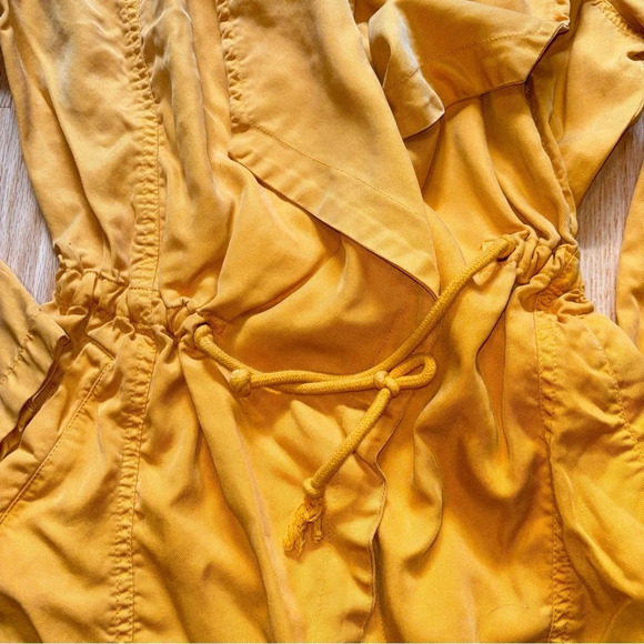 Max Jeans Mustard Color Tencel Drape Open Front Long Length Jacket Size XS - Picture 6 of 7